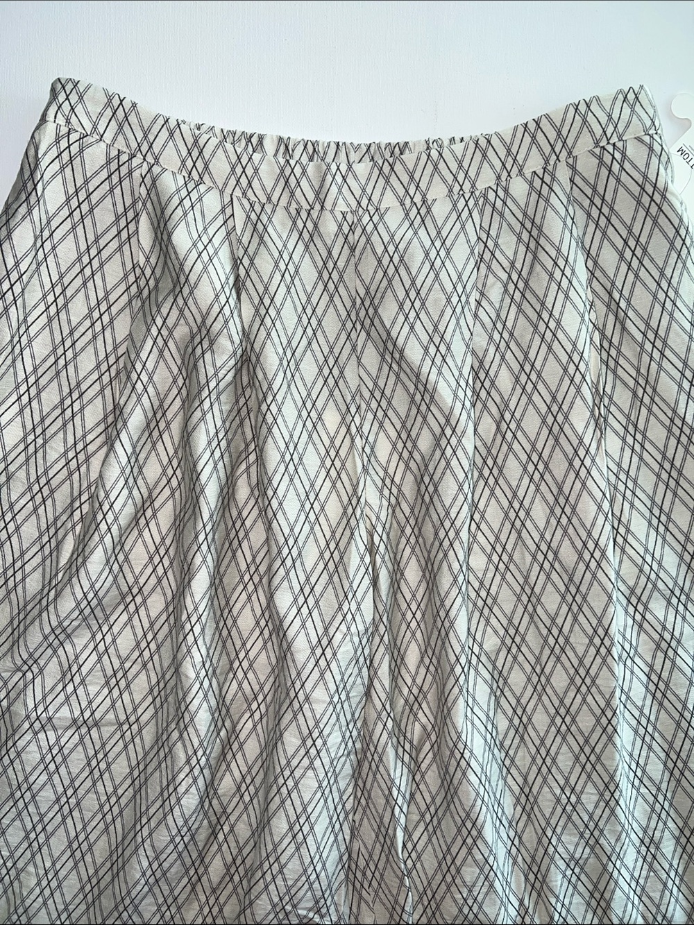 NWT Peach Wide Leg Palazzo Pants Plaid Boho Flowy Small Ivory/Dark Gray - Picture 6 of 16